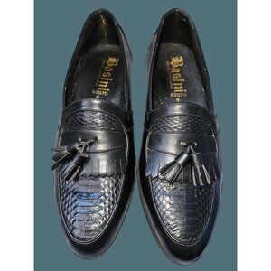 Basini The Executive Upper Leather Snakeskin Trim Kiltie Tassel Loafers Men 8